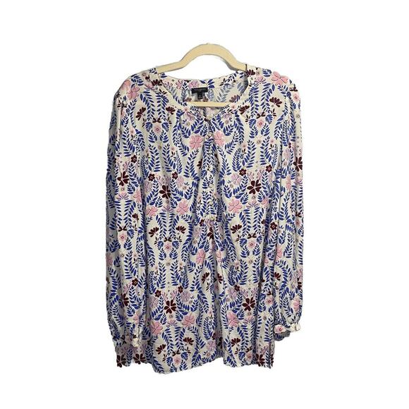 Talbots‎ Tunic Women’s 1X Plus Floral Print Button Front Rayon Boho Colorful - Picture 1 of 4